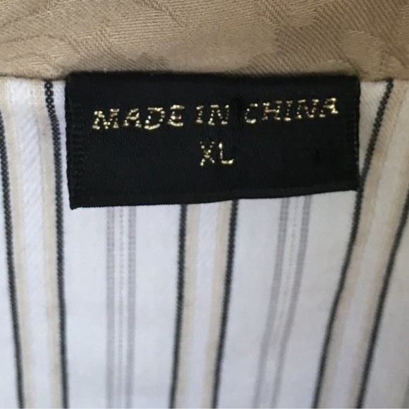 Guess Tan White 100% Cotton Blazer Jacket Size XL. - Picture 4 of 9